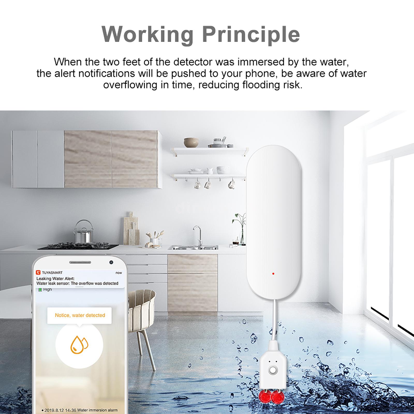 WIFI Water Leak Sensor Alarm Flood Leakage Detector Alert ...